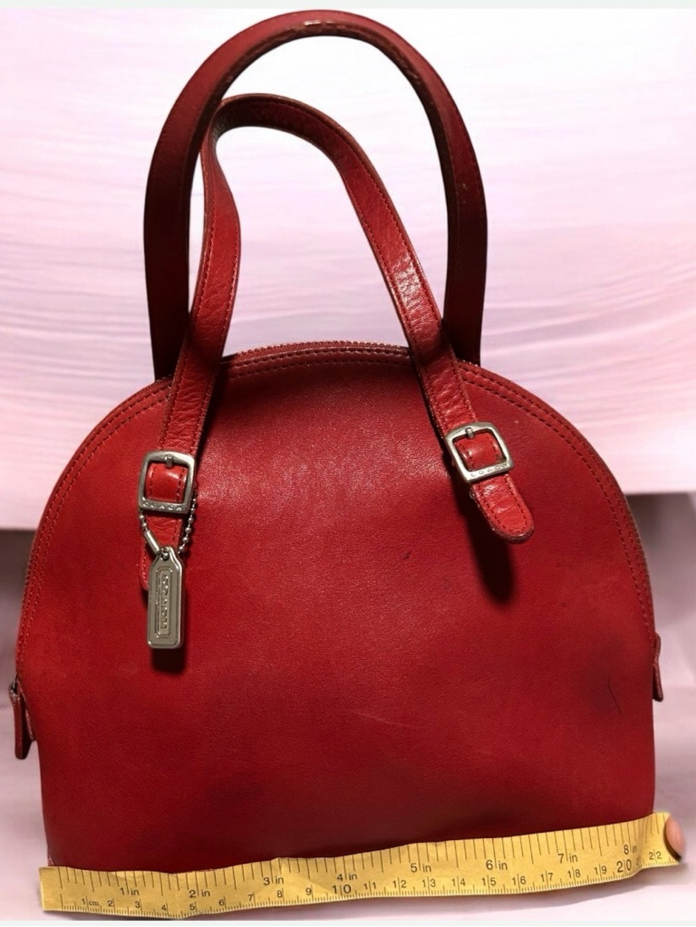 Coach❤️Vintage Red Leather Mini Dome Cha Cha Satchel K8C 9050 1998 - Picture 7 of 16